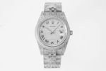 Copy Rolex Datejust 41MM Watch Black Roman Marks Diamond Silver Dial Watch